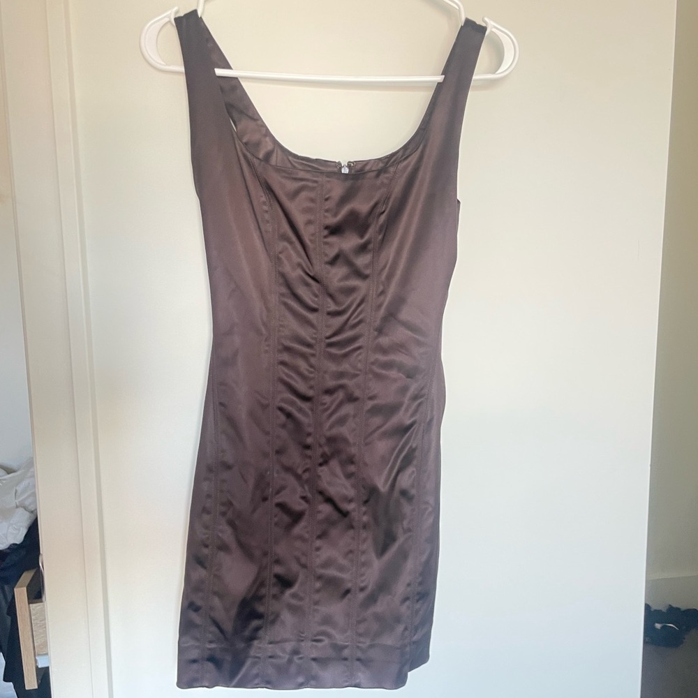 Aritzia Brown Satin Dress